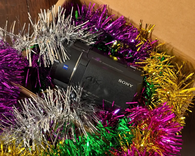 Dost Kit: 4K wedding camcorder rental shipped in a box with colourful tinsel